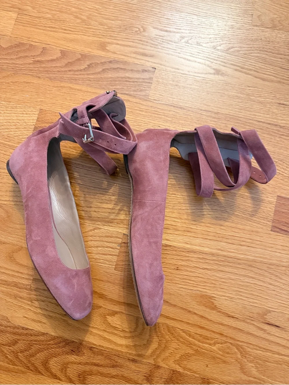 Valentino Pink Suede Ankle-Tie Pumps